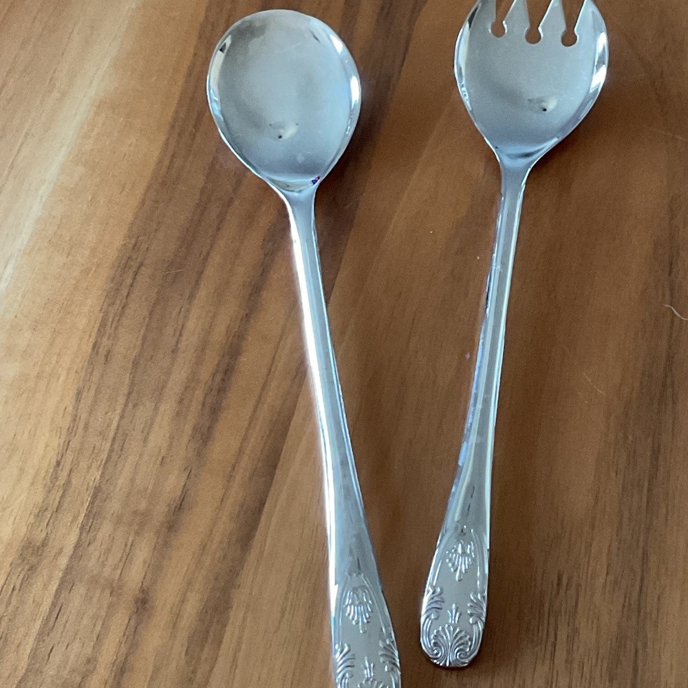 Silver Plated Salad Spoon and Fork